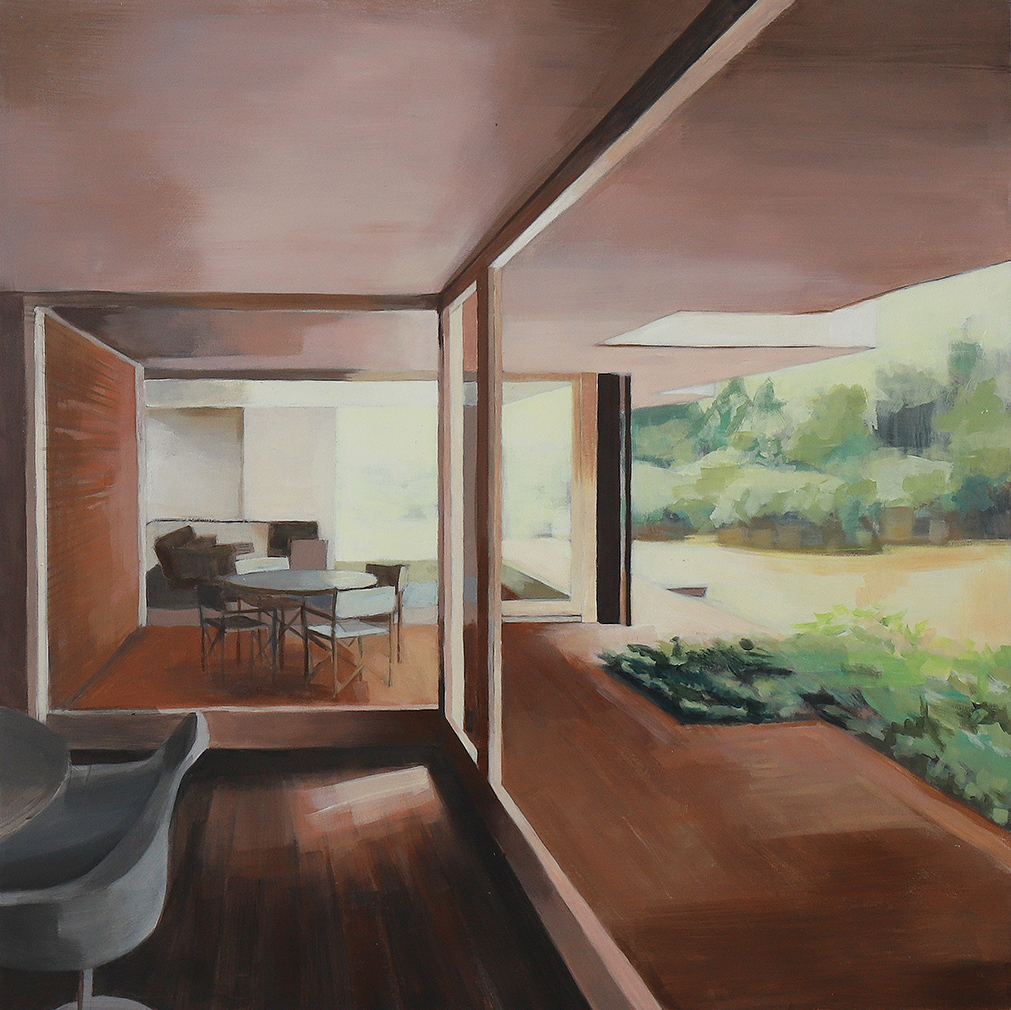 In and out, by Bea Sarrias. 10 x 70 cm. Acrylic on wood. Güell House, in Barcelona, designed by José Antonio Coderch in 1971.