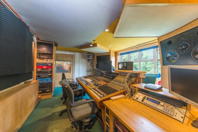 Inside the Control Room at the Old Sawmills. The property has river views from every room, including the recording studio 
