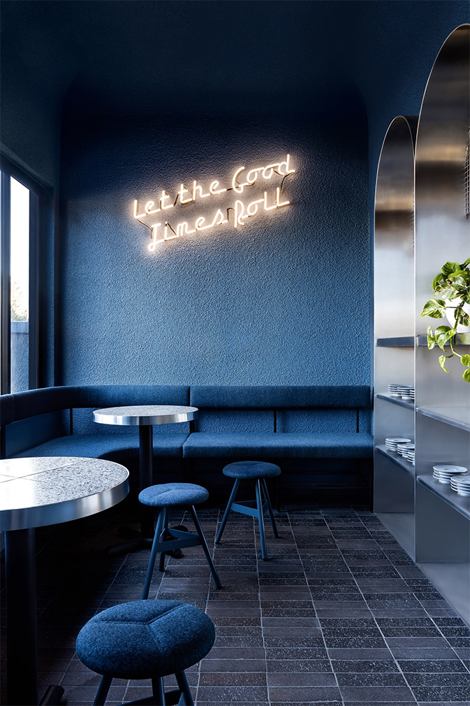 Biasol drenches new Melbourne restaurant Billie Buoy in inky blue