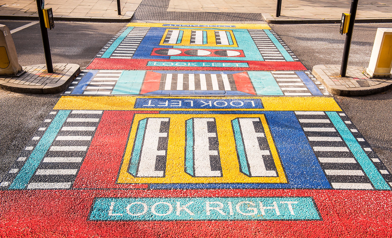 There’s an eye-catching new addition to West London’s streetscape – French designer Camille Walala has installed a pair of colourful patterned crosswalks at White City Place.