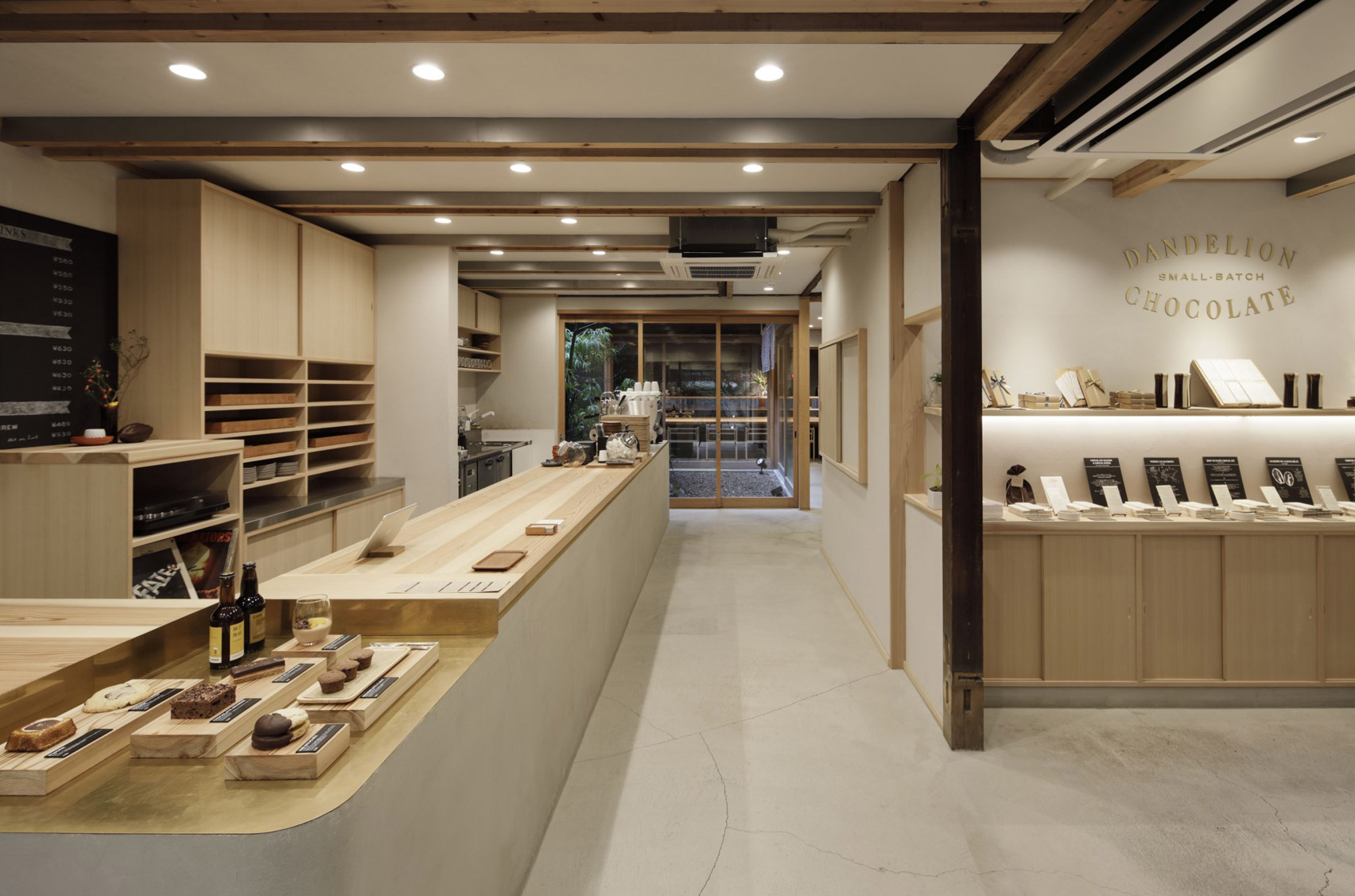 Cedar and cacao infuse the interiors of Kyoto’s Dandelion Chocolate cafe