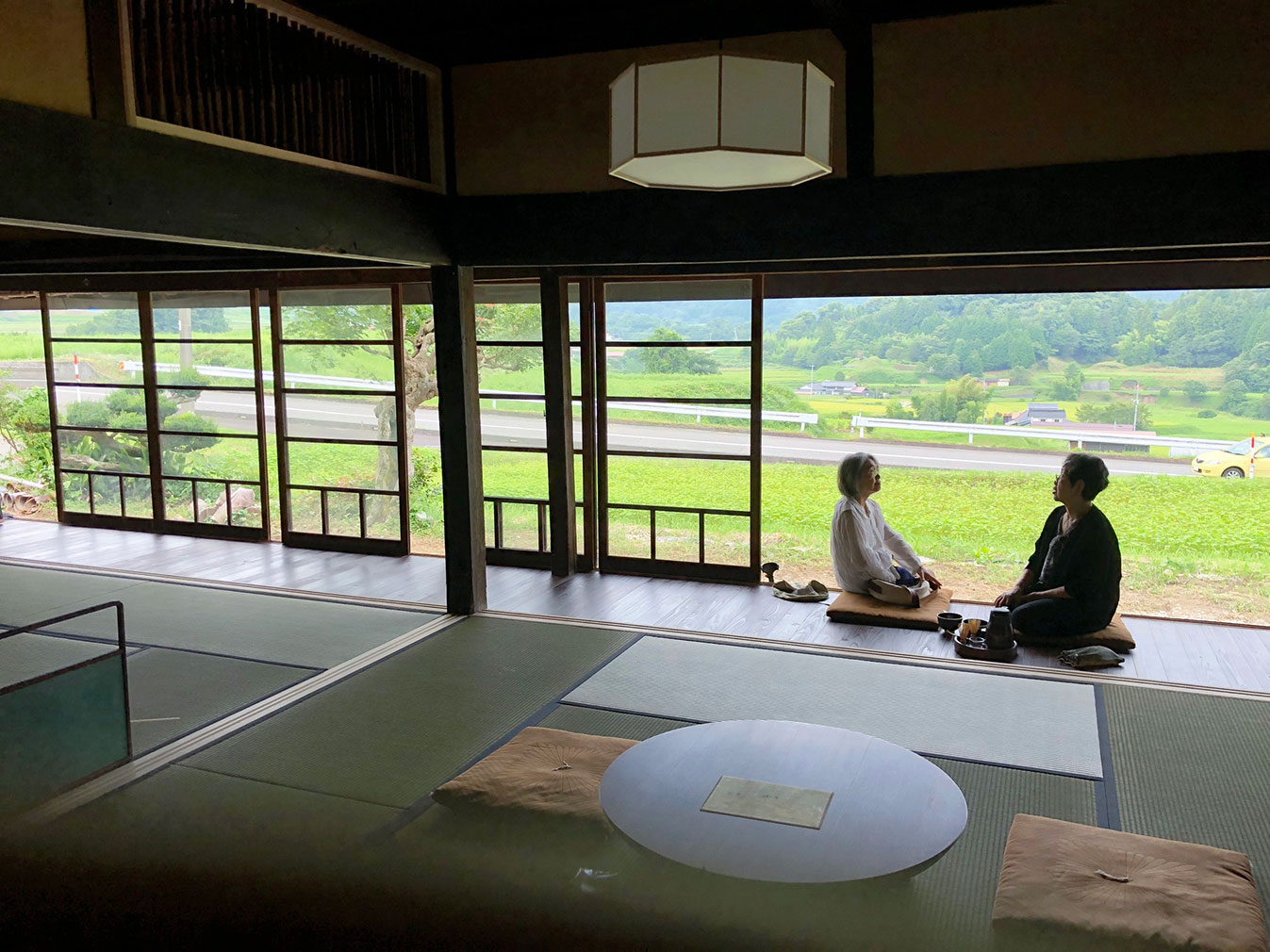 Chojaya is a 250-year-old thatched farmhouse with a traditional timber frame whose screen doors pull back to reveal lush views of the Hibayama mountains