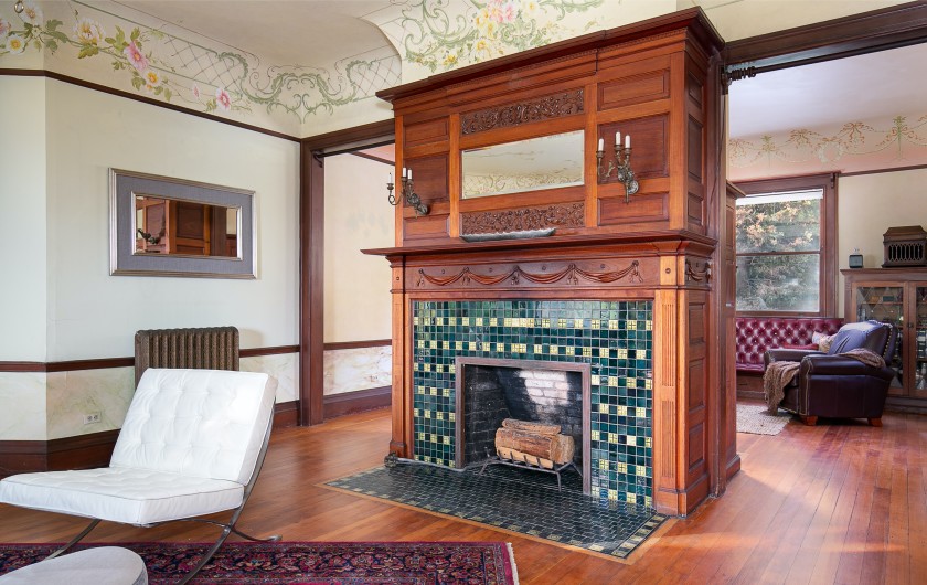 The historic Andrew McNally House has several mahogany panelled, tiled fireplaces